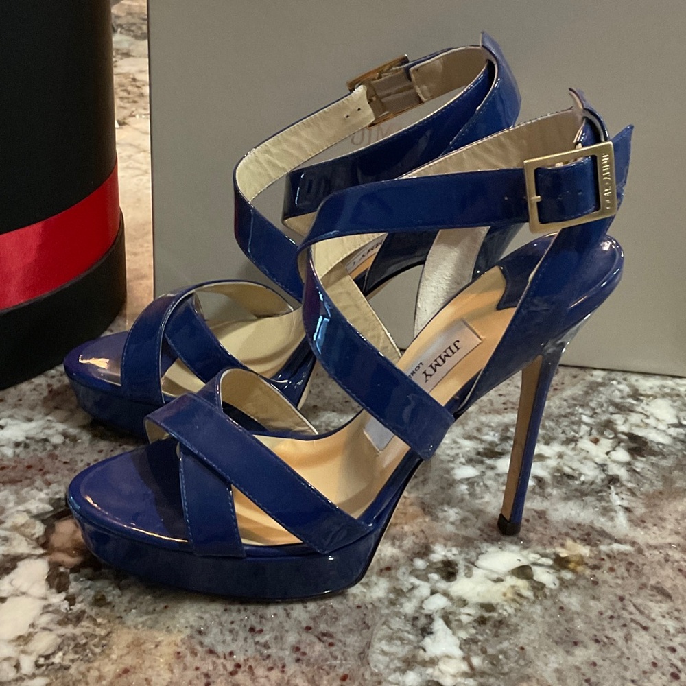 Jimmy Choo Blue Patent Leather High Heels